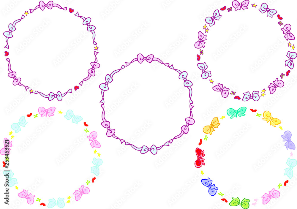 ribbon border background design set