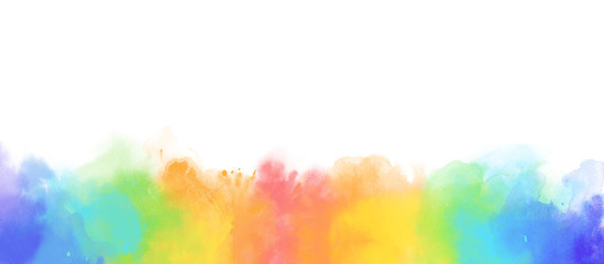 Rainbow watercolor border background isolated on white