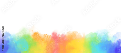 Rainbow watercolor border background isolated on white photo