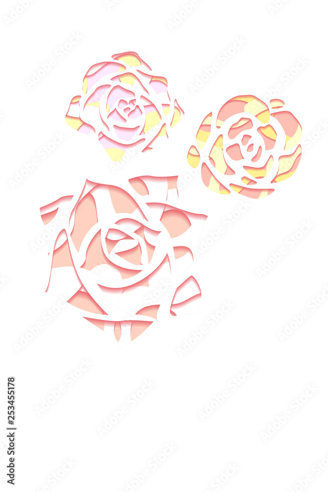 Vertical card with gentle succulents with a top view with 3d background cut out of paper in pastel color on white background. Vector template for invitation, banner and your creativity Vertical card with gentle succulents with a top view with 3d background cut out of paper in pastel color on white background. Vector template for invitation, banner and your creativity