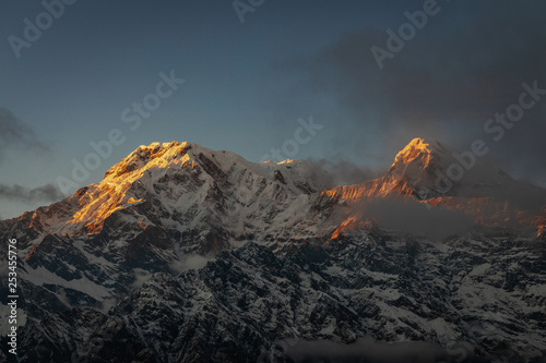 Mardi Himal trek in winters with Muchapuchare and Annapurna range of himalayan peaks