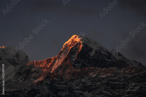 Mardi Himal trek in winters with Muchapuchare and Annapurna range of himalayan peaks