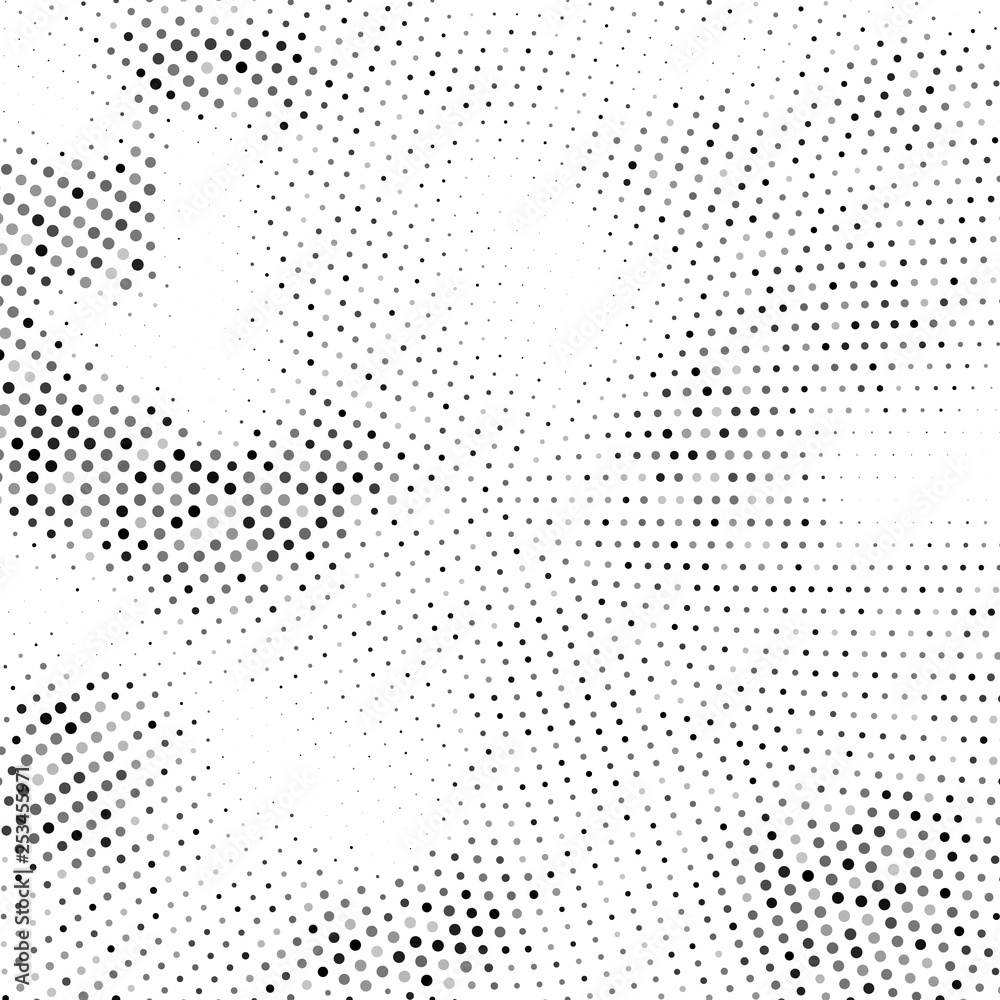 Grange halftone texture of black and white dots.