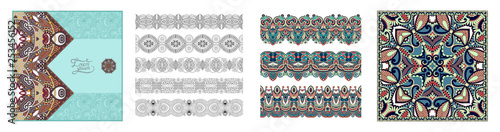 collection of seamless ornamental floral stripes