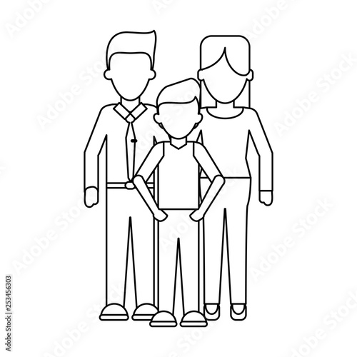 Wallpaper Mural Family Executive parents with son faceless in black and white Torontodigital.ca