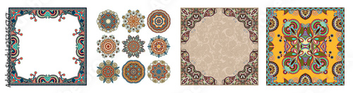 floral vintage frame, ukrainian ethnic style