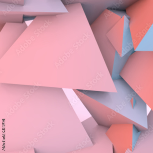 Abstract background with rose quartz and serenity pyramids