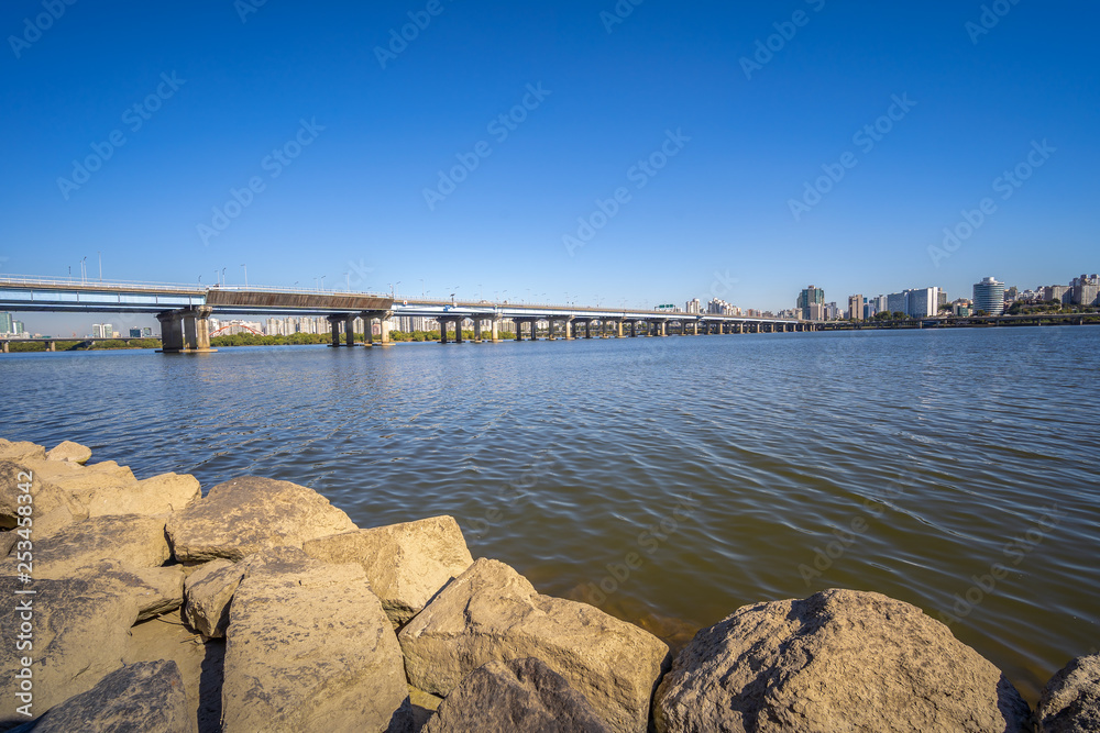 SEOUL, SOUTH KOREA -OCTOBER 19, 2018 : Seoul Hangang Park at Yeouido with Relaxation on the Han River in public.