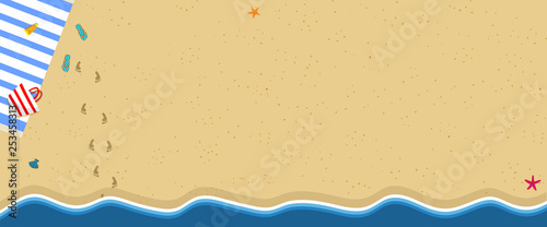 Summer Beach Top View. Travel Horizontal Banner