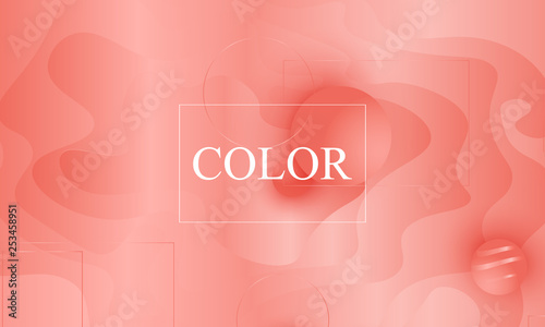 Coral color background. Fluid shapes pattern.