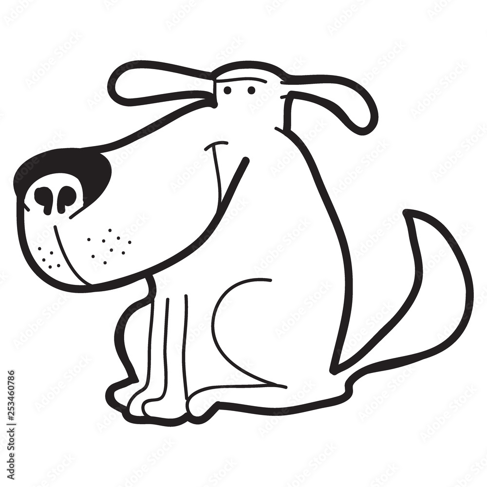 Obraz premium Cartoon doodle illustration of cute dog for coloring book, t-shirt print design, greeting card