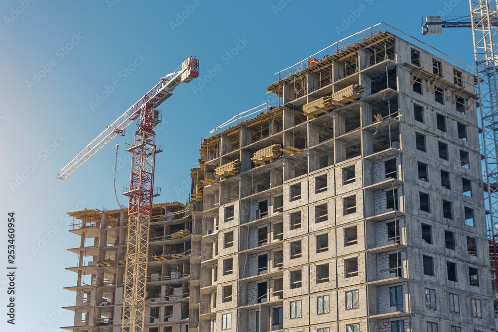 Construction site, high-rise multi-storey buildings under construction Construction site, high-rise multi-storey buildings under construction