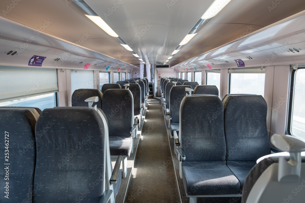 Interior Empty Train Passenger Wagon