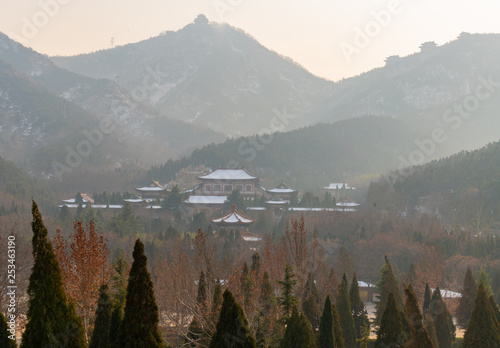 landscape of the complex of nanshan temple at longkou City in Lushan Mountain in Shandong Province of China photo