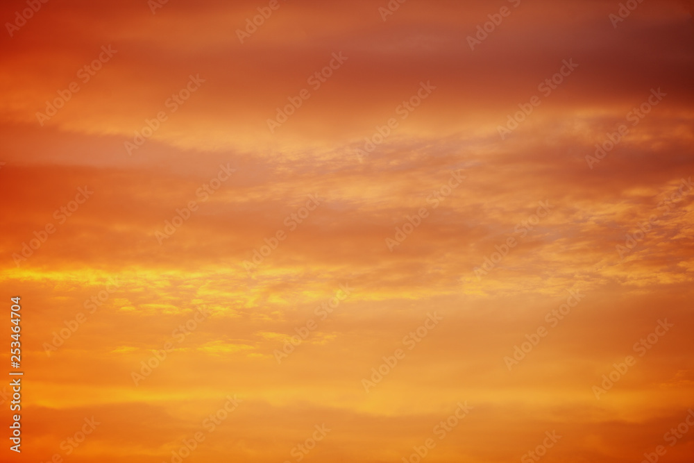 fiery orange red sunset sky