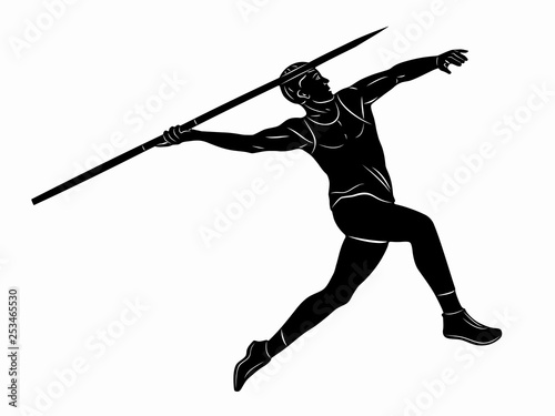 illustration of figure javelin thrower , vector draw