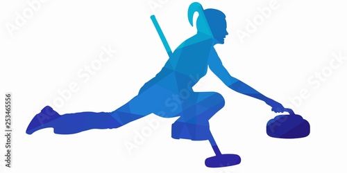 Photo illustration of figure curling player , vector draw