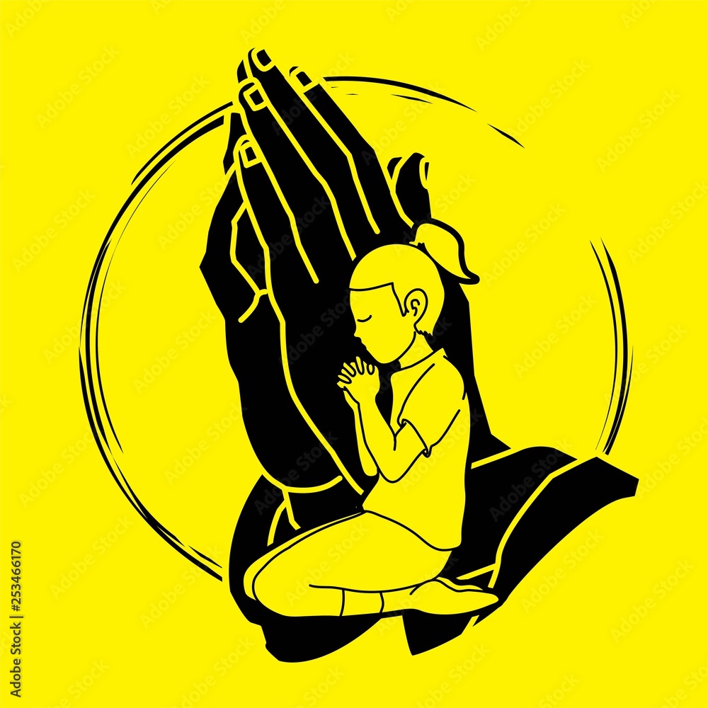 Little girl prayer, Praise to the Lord , Double exposure graphic vector ...