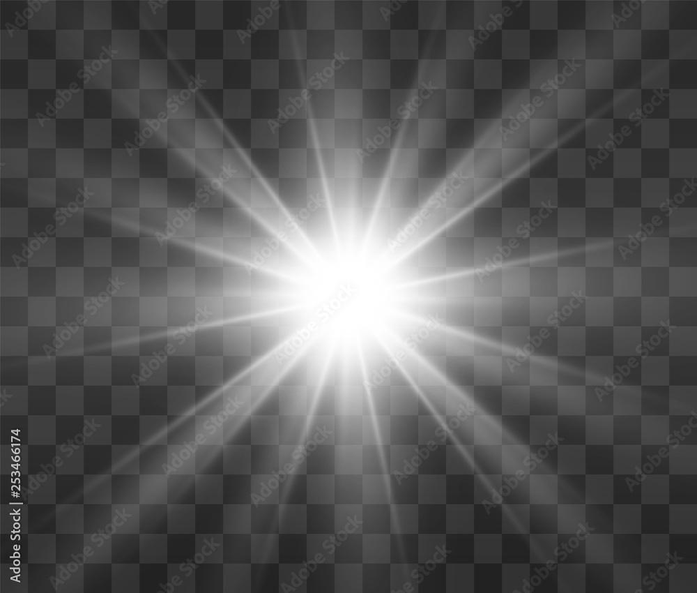 White beautiful light explodes with a transparent explosion. Vector, bright illustration for perfect effect with sparkles. Bright Star. Transparent shine of the gloss gradient, bright flash. White beautiful light explodes with a transparent explosion. Vector, bright illustration for perfect effect with sparkles. Bright Star. Transparent shine of the gloss gradient, bright flash.