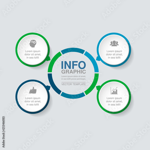 Vector infographic template forcirculxr diagram, graph, presentation, chart, business concept with 4 options.