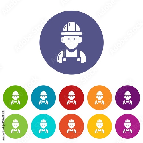 Builder icons color set vector for any web design on white background