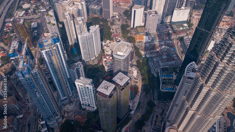 Aerial view on the Kuala Lumpur down town area