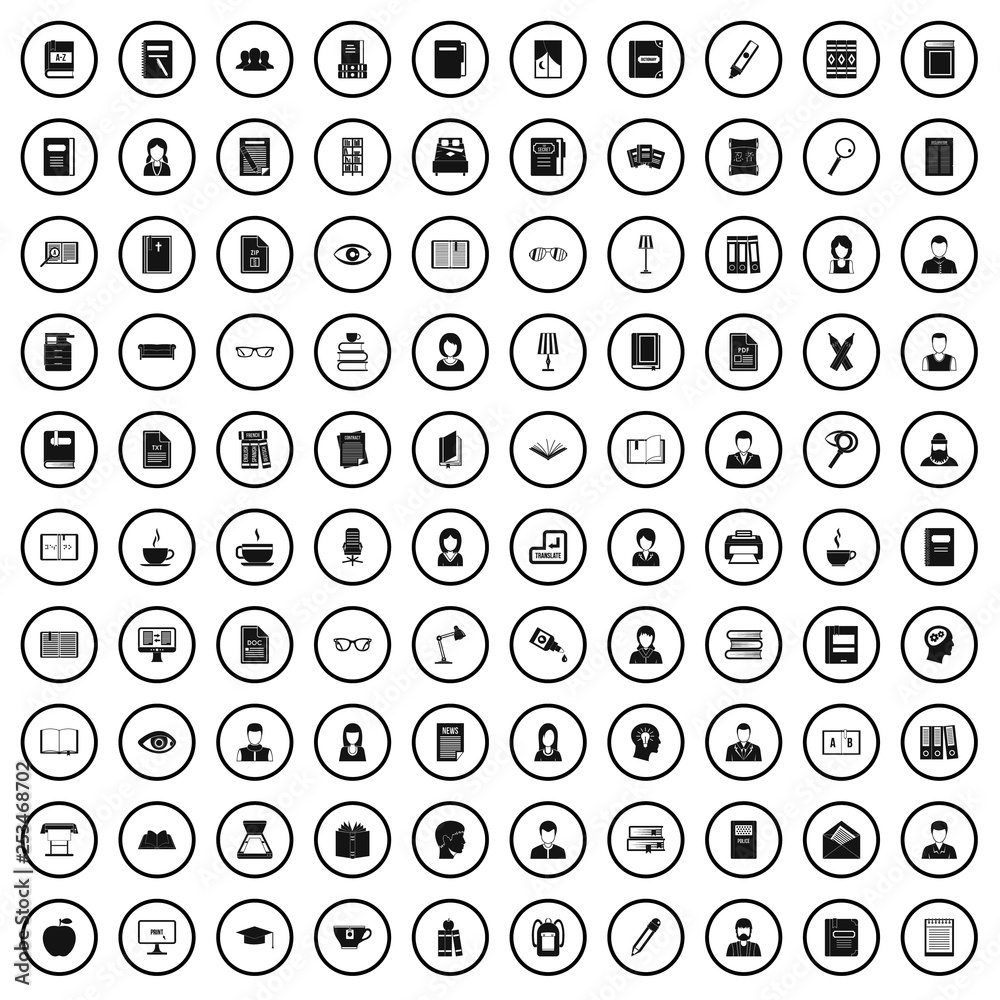 100 reader icons set in simple style for any design vector illustration