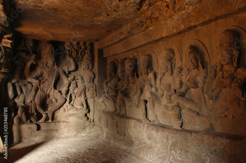 Cave 21, Saptamatrikas, Seven mother goddesses, Ellora, Aurangabad, Maharashtra. photo