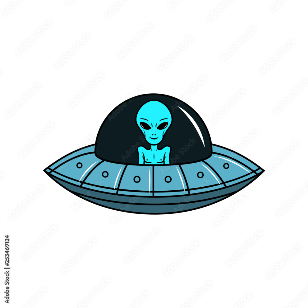 Página para colorir com ufo alien imagem vetorial de Sybirko