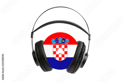 Photo of a headset with a CD with the flag of Croatia photo