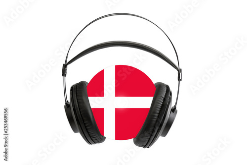 Photo of a headset with a CD with the flag of Denmark