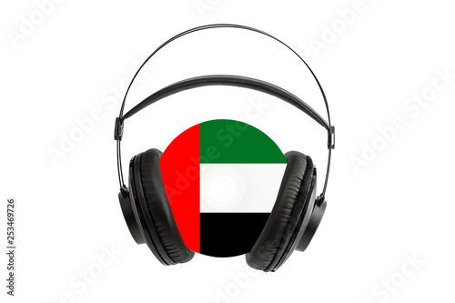 Photo of a headset with a CD with the flag of United Arab Emirates