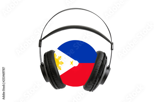 Photo of a headset with a CD with the flag of Philippines