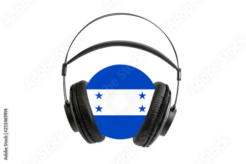Photo of a headset with a CD with the flag of Honduras