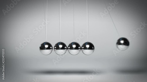Looped animation of Newton's balls bouncing against gray background photo