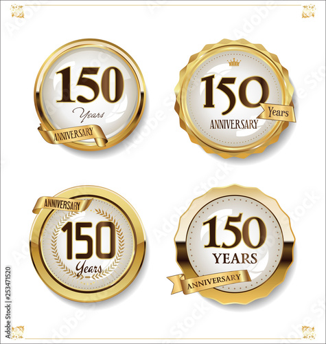 Anniversary golden labels retro vintage design collection 