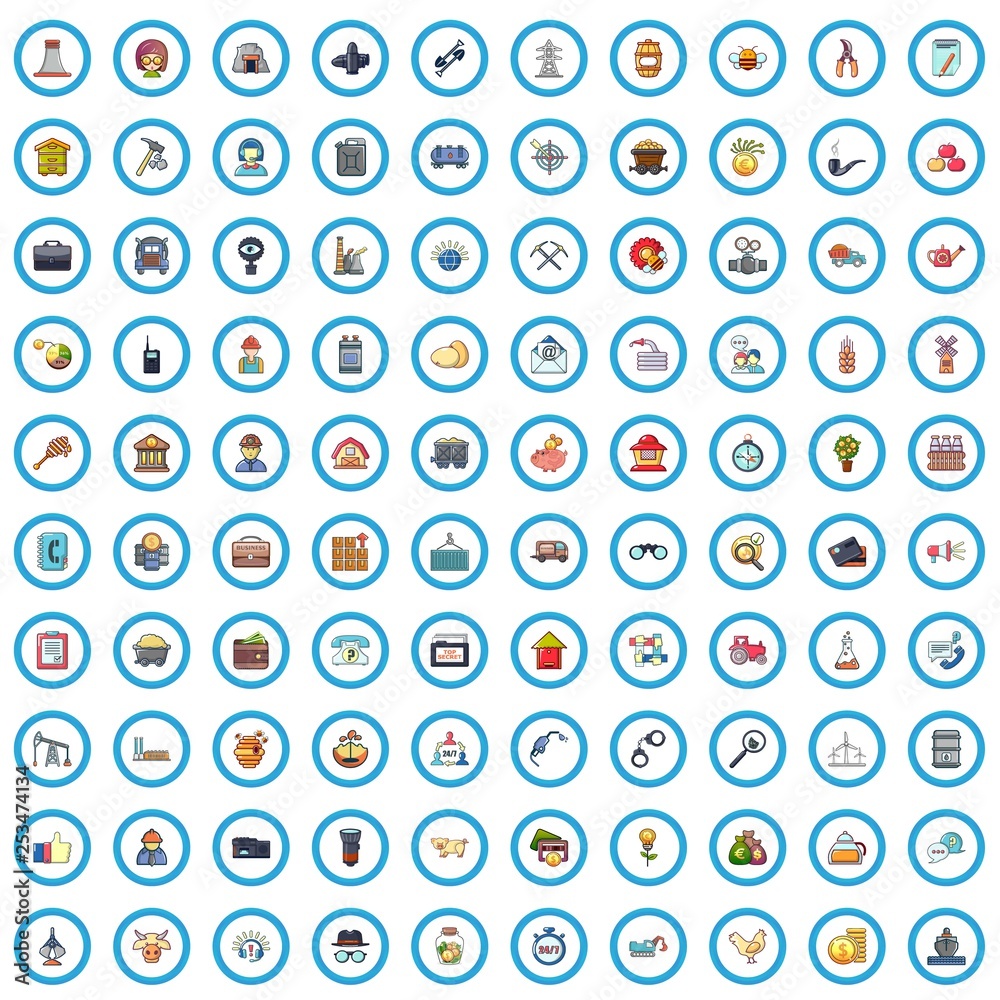100 different professions icons set. Cartoon illustration of 100 different professions vector icons isolated on white background 100 different professions icons set. Cartoon illustration of 100 different professions vector icons isolated on white background