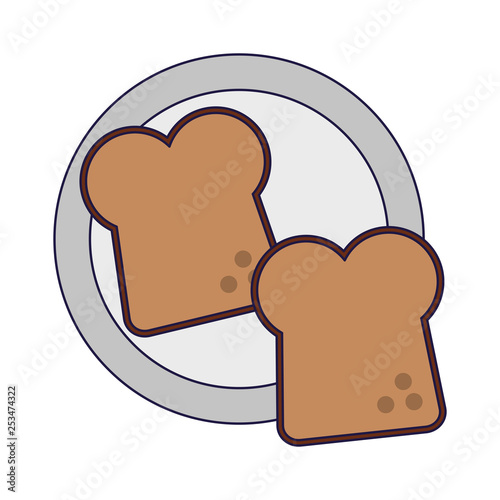 Toast breads on dish topview