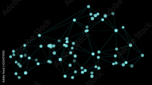 Abstract vector circles and triangles shapes black background
