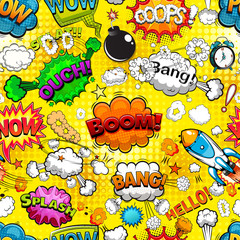 Fotobehang Geel patronen Comic tekstballonnen op gele achtergrond  © yayasya