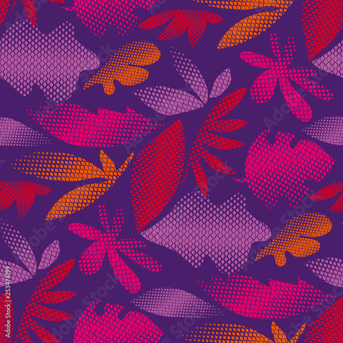 Tropical leaves vector seam...