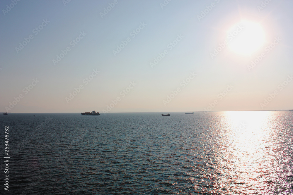 The seafront and the harbor in Thessaloniki Greece