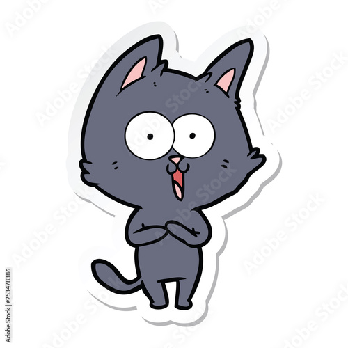 sticker of a funny cartoon cat