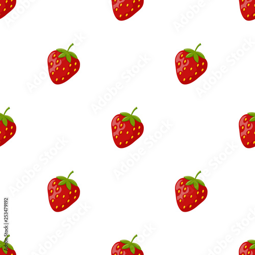 Fototapeta Naklejka Na Ścianę i Meble -  Seamless pattern with strawberry on white background