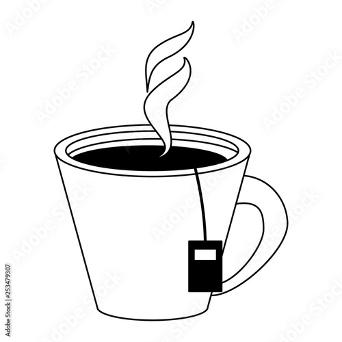 Tea drink cup in black and white