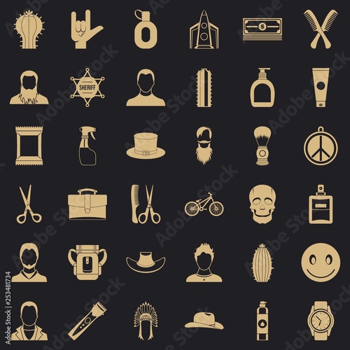 Cutting hair icons set. Simple style of 36 cutting hair vector icons for web for any design