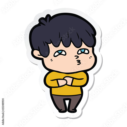 sticker of a cartoon curious man