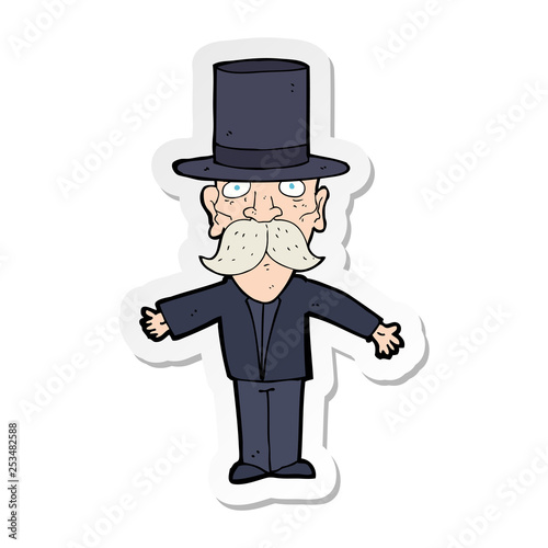 sticker of a cartoon man wearing top hat