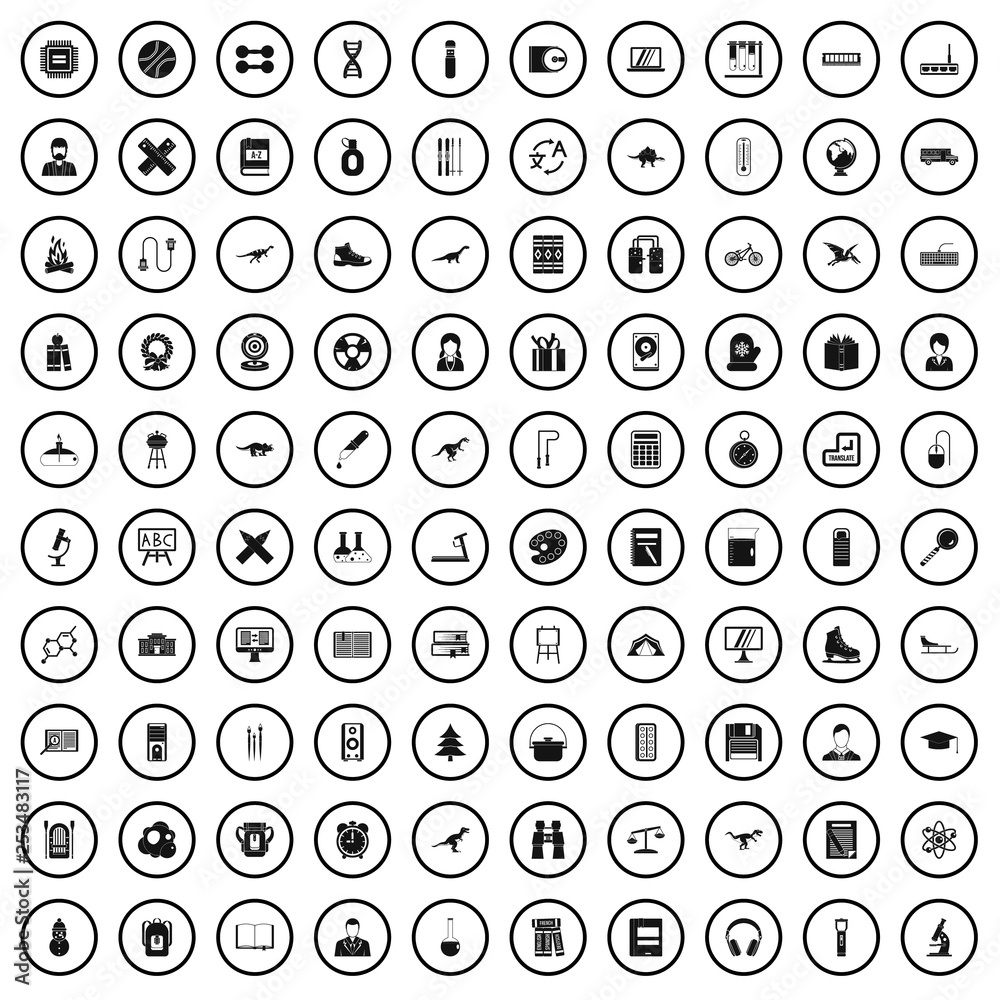 100 school activities icons set in simple style for any design vector illustration 100 school activities icons set in simple style for any design vector illustration