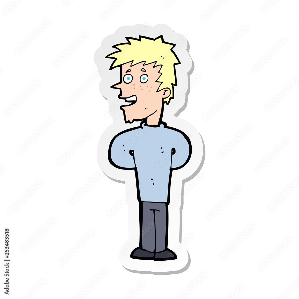 sticker of a cartoon happy man